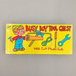 Vintage Ohio Art Busy Boy Metal Toy Tool Chest With Hammer Screwdriver Wrench